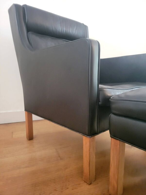 Fauteuil à oreilles vintage 2431 avec ottoman par Børge Mogensen pour Fredericia