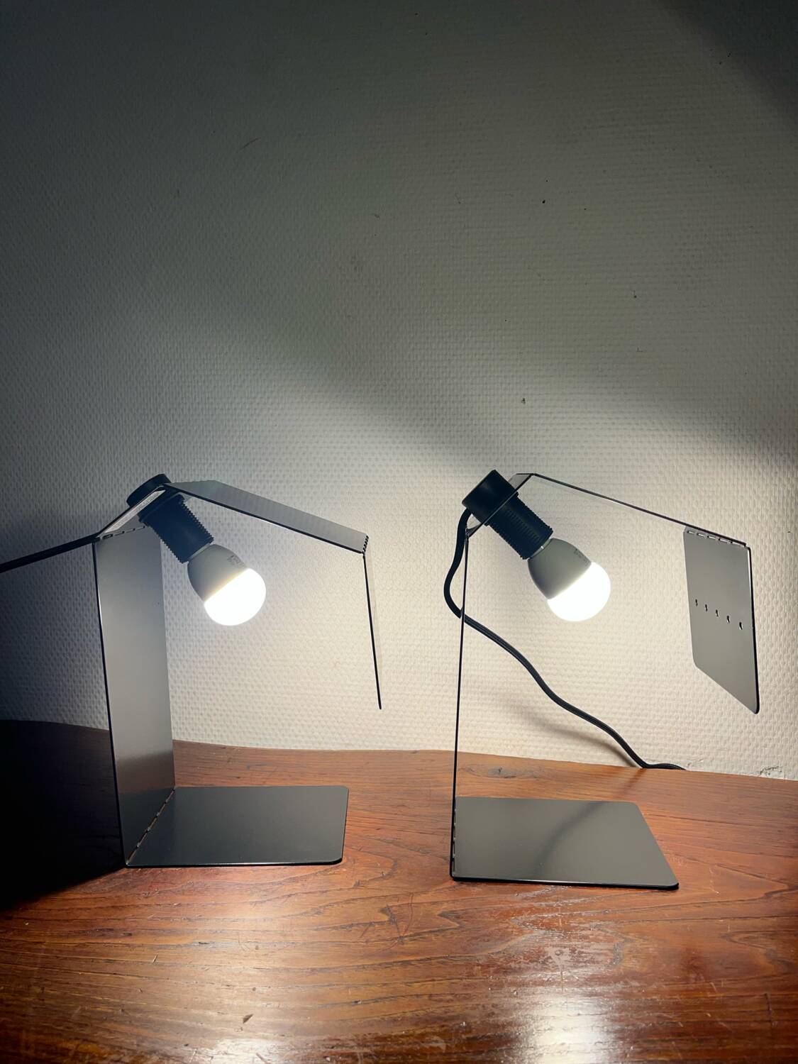 Pair of Teruki folded metal table lamps