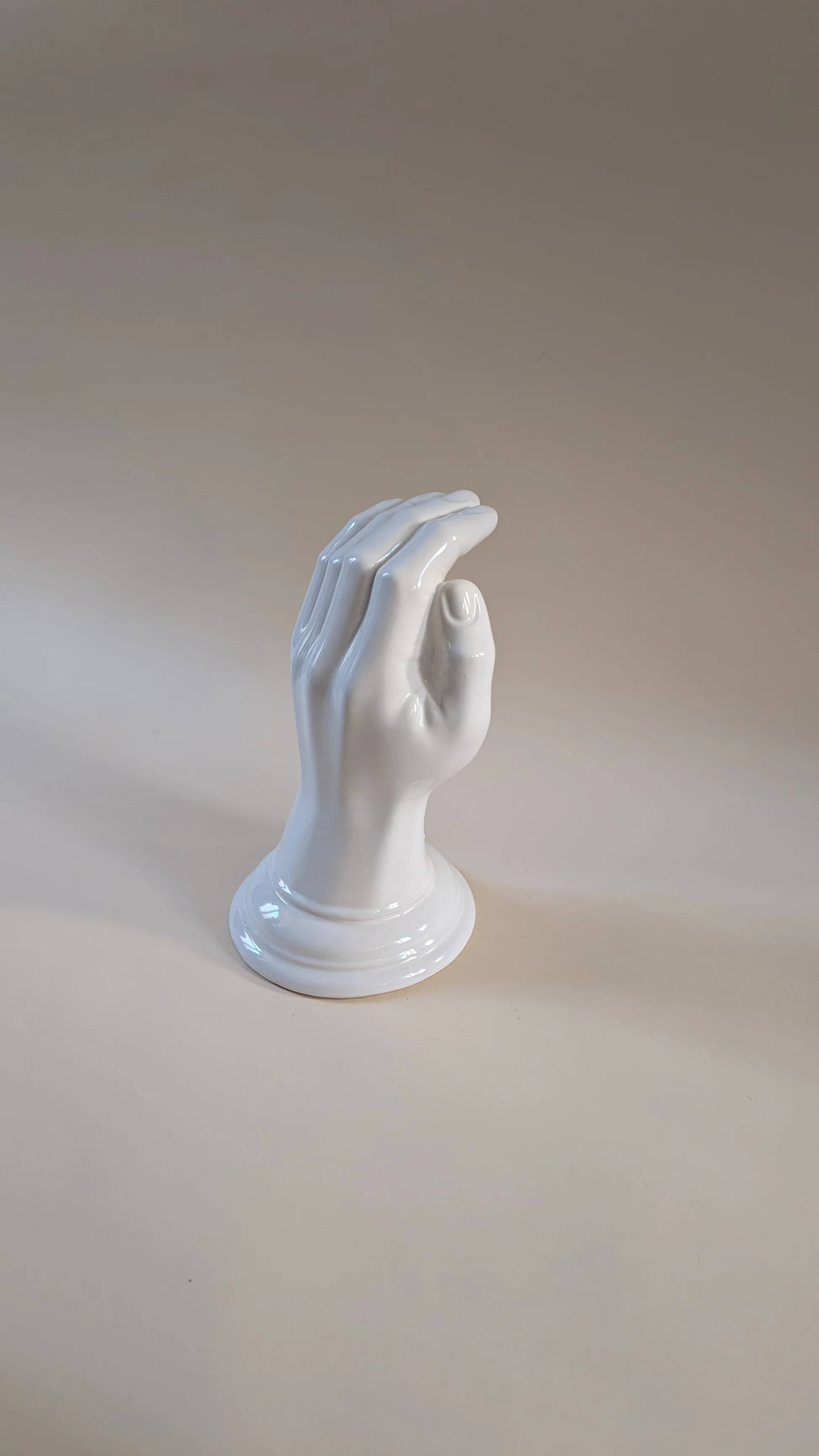 Ceramic hand wall lamp, 1980