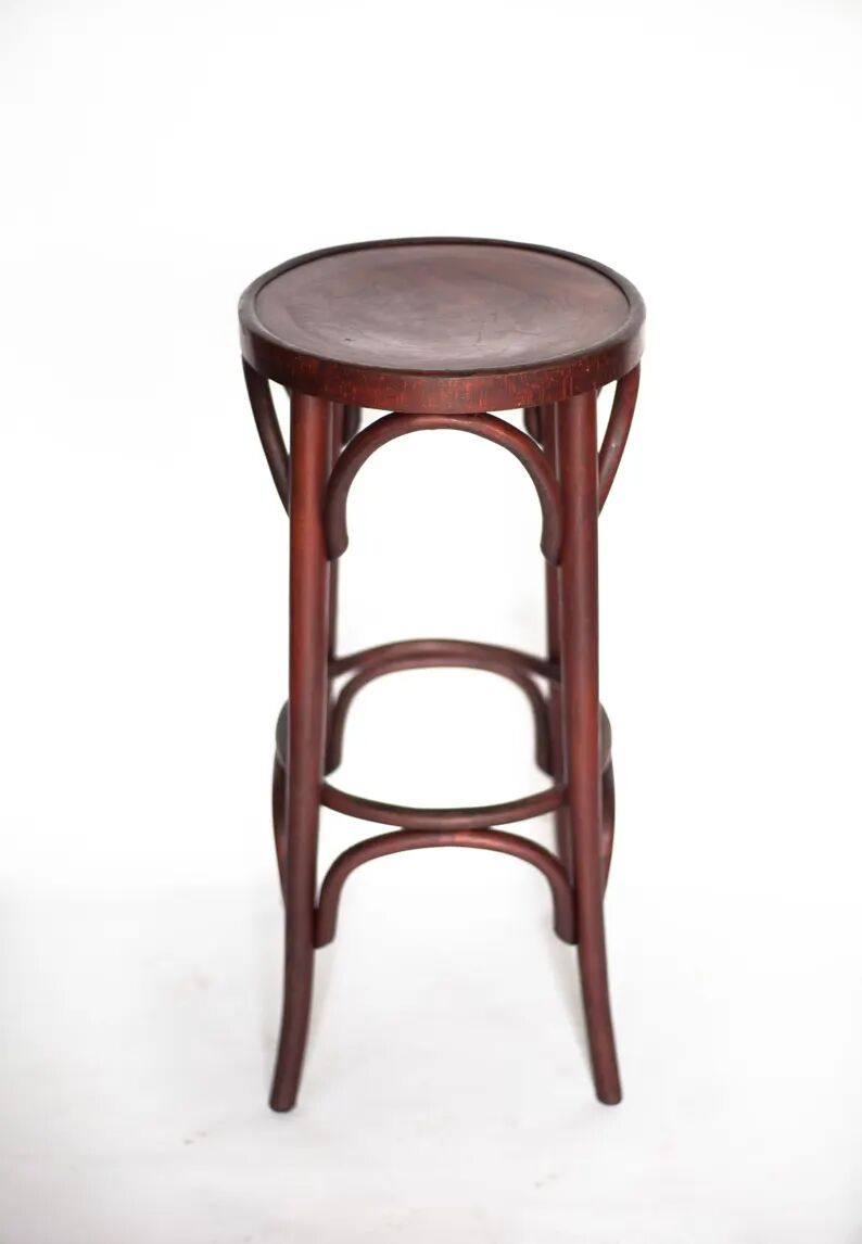 Curved wooden bar stool, vintage high stool, vintage stool, bar decor, vintage furniture