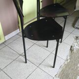 Pair of 1980s design chairs in metal and black lacquered wood