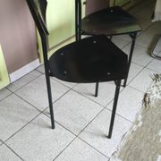 Pair of 1980s design chairs in metal and black lacquered wood