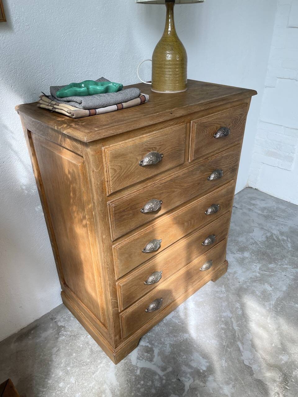 1950 oak chiffonier chest of drawers
