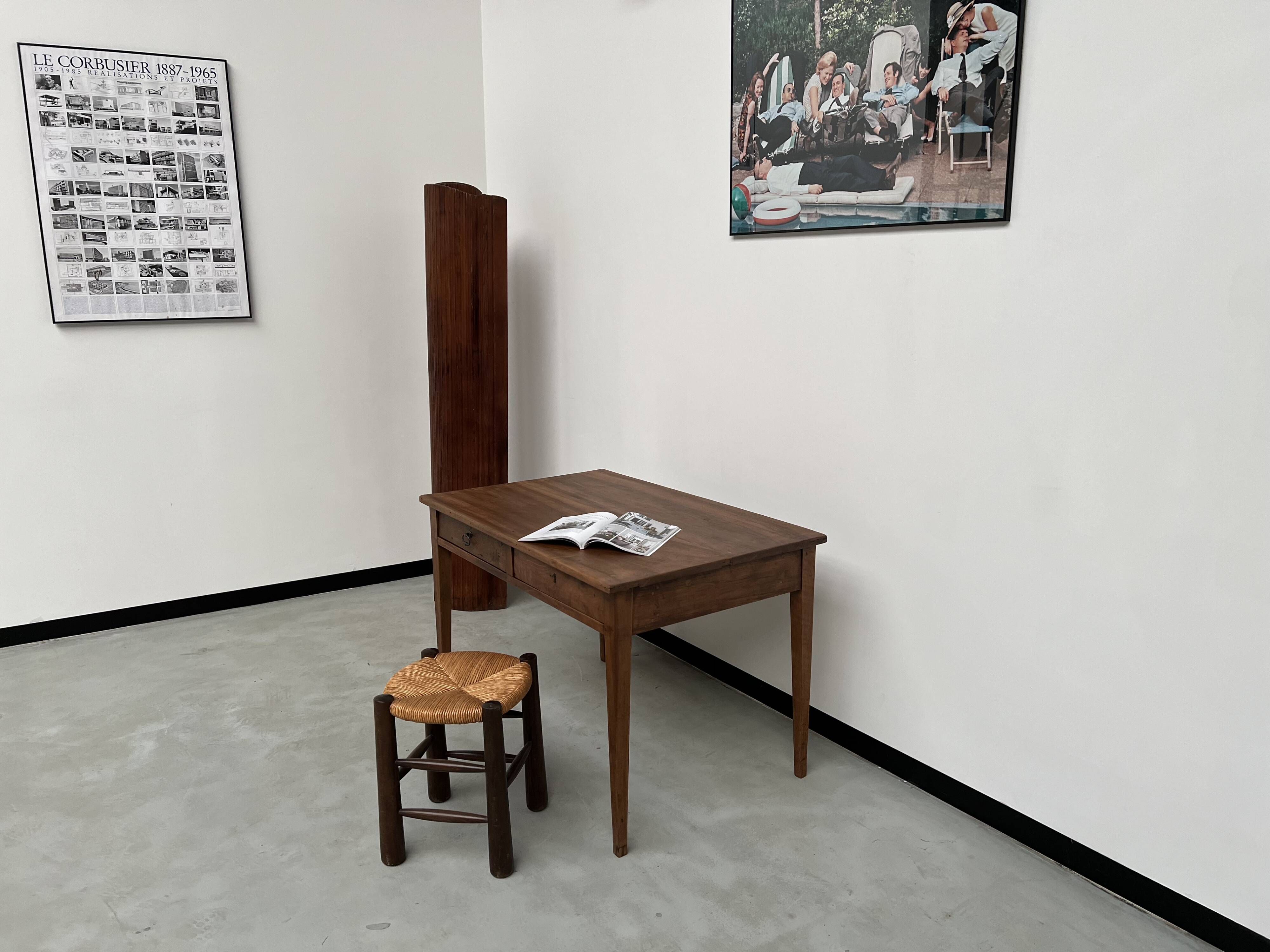 1900 solid walnut desk with two drawers