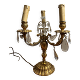 Bronze and crystal chandelier floor lamp