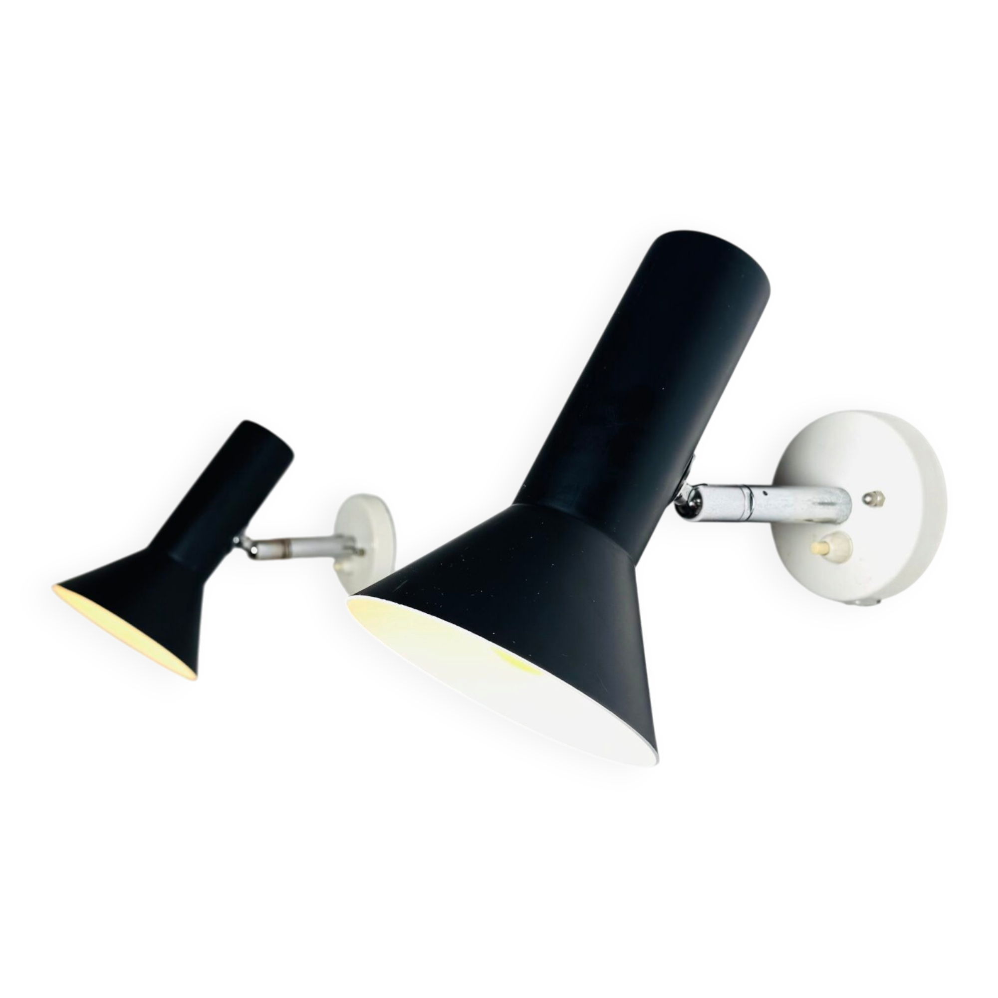 Pair Of C-1524 Adjustable Wall Lamps In Black By Raak Amsterdam, The Netherlands, 1960S