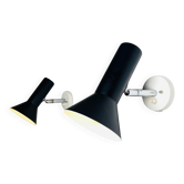 Pair Of C-1524 Adjustable Wall Lamps In Black By Raak Amsterdam, The Netherlands, 1960S