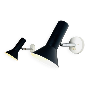 Pair Of C-1524 Adjustable Wall Lamps In Black By Raak Amsterdam, The Netherlands, 1960S