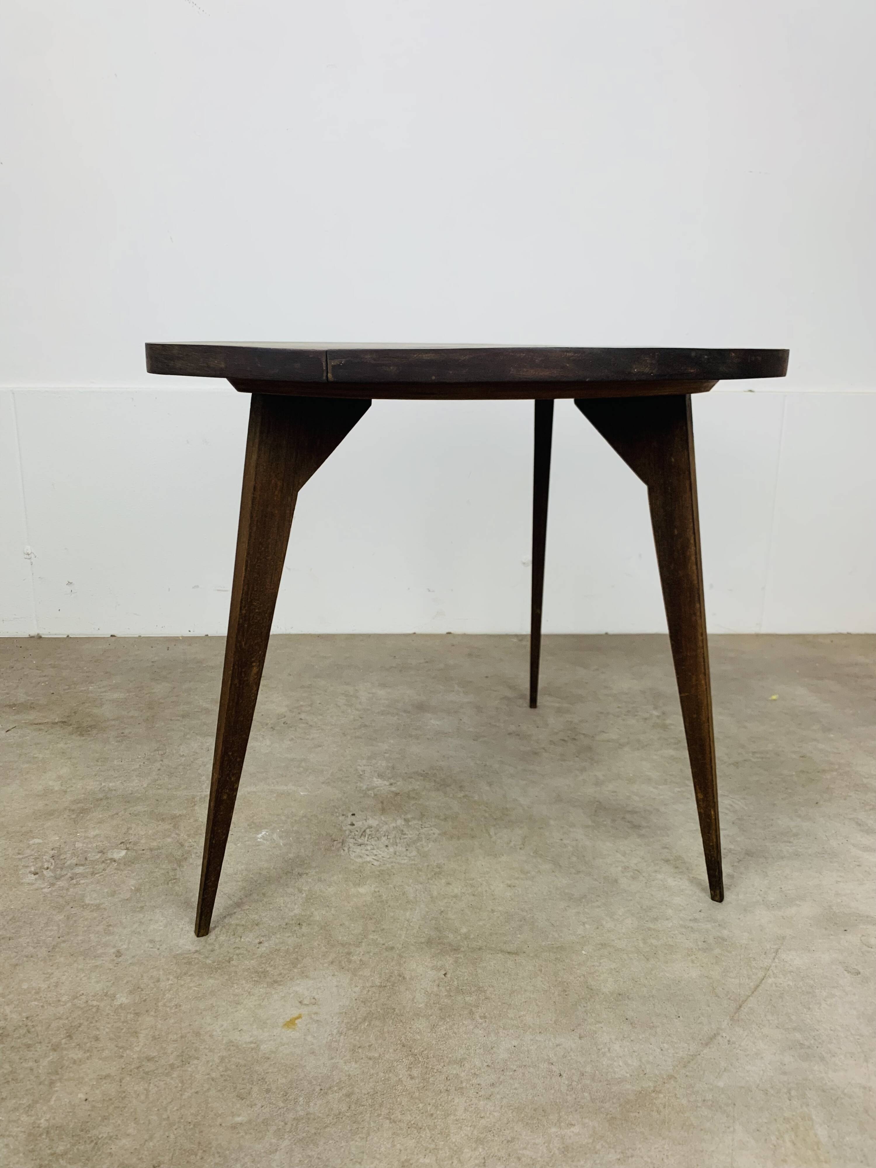 50s tripod coffee table with compass legs