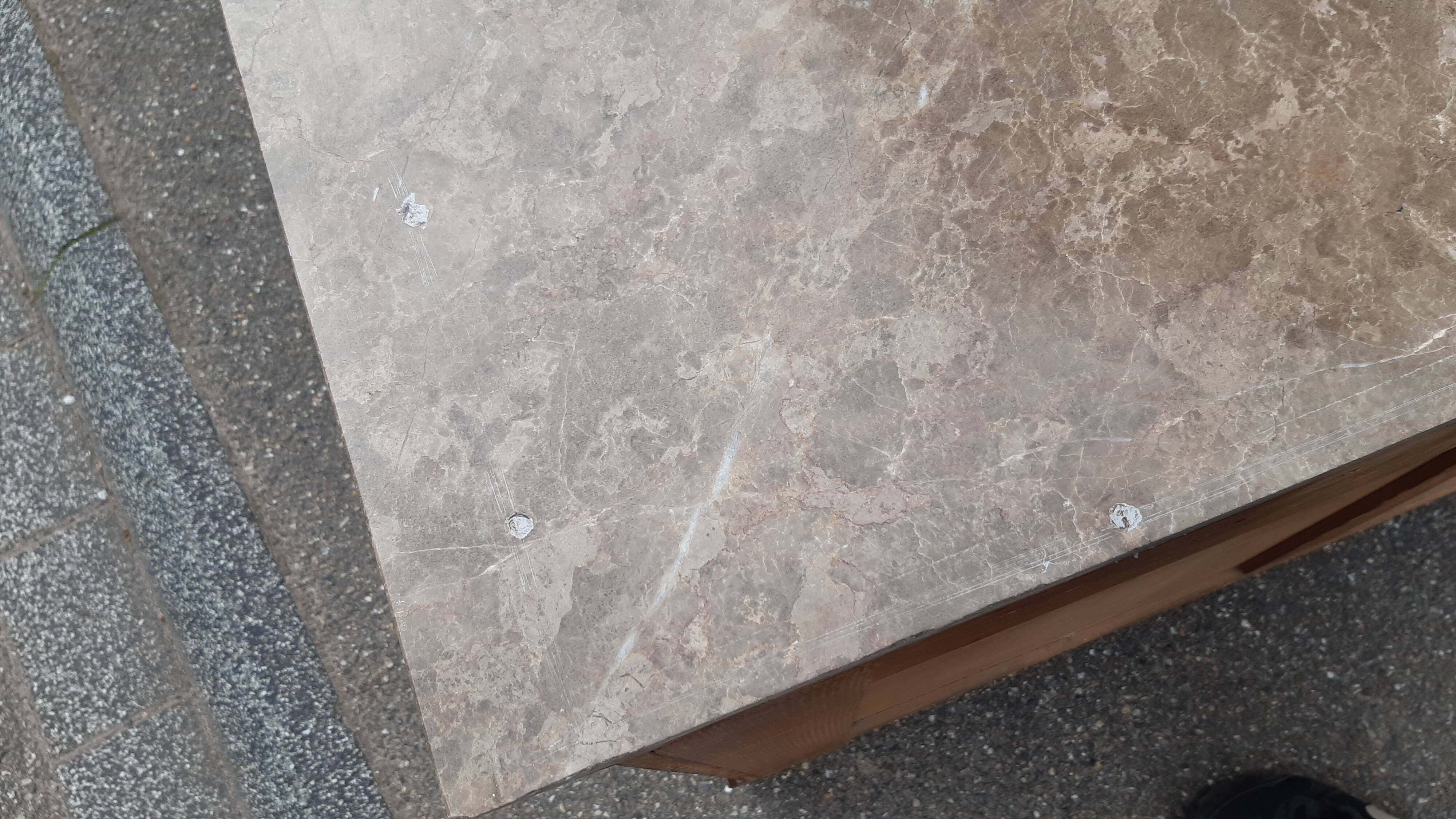 Art deco chest of drawers in oak and marble