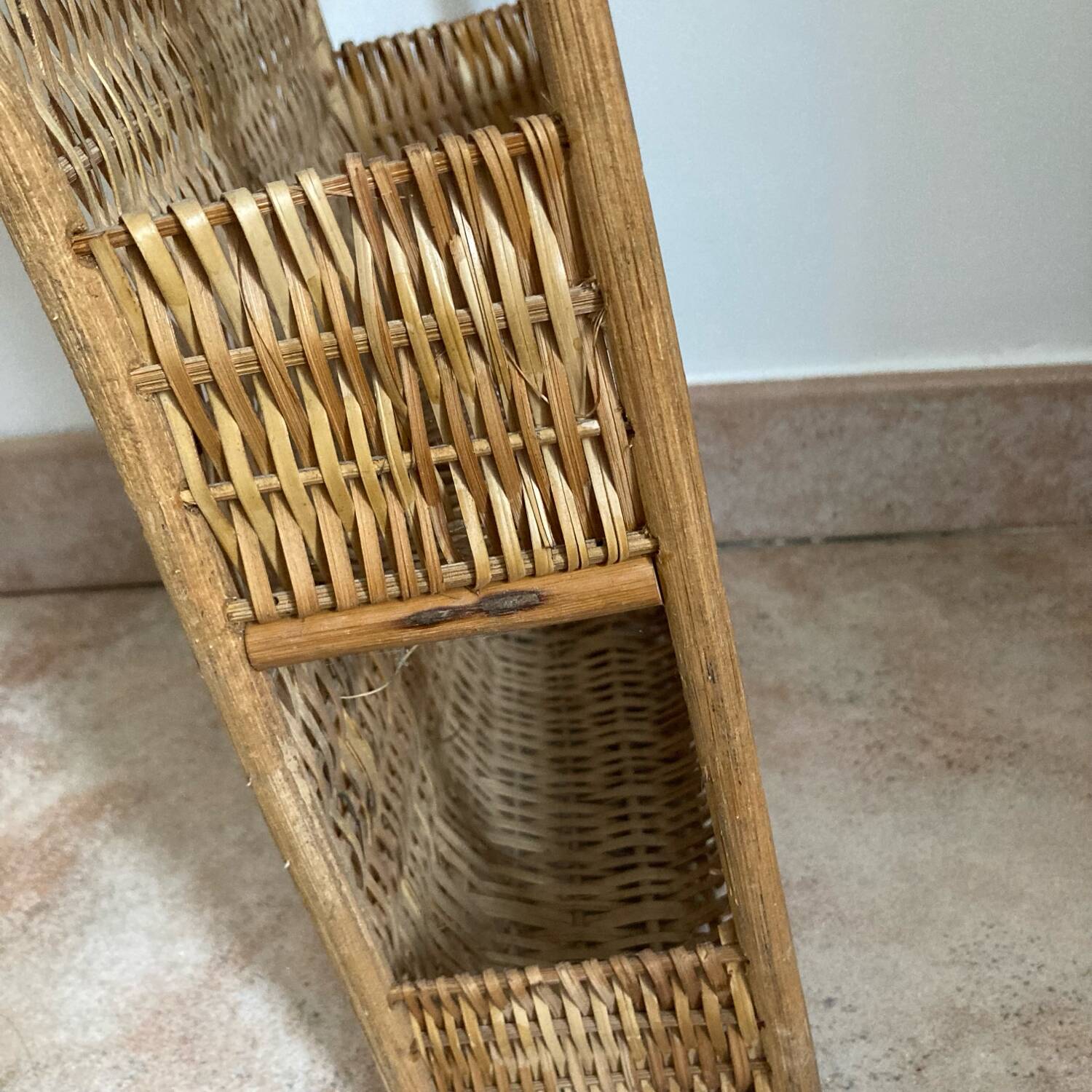 Vintage wicker wall shelf