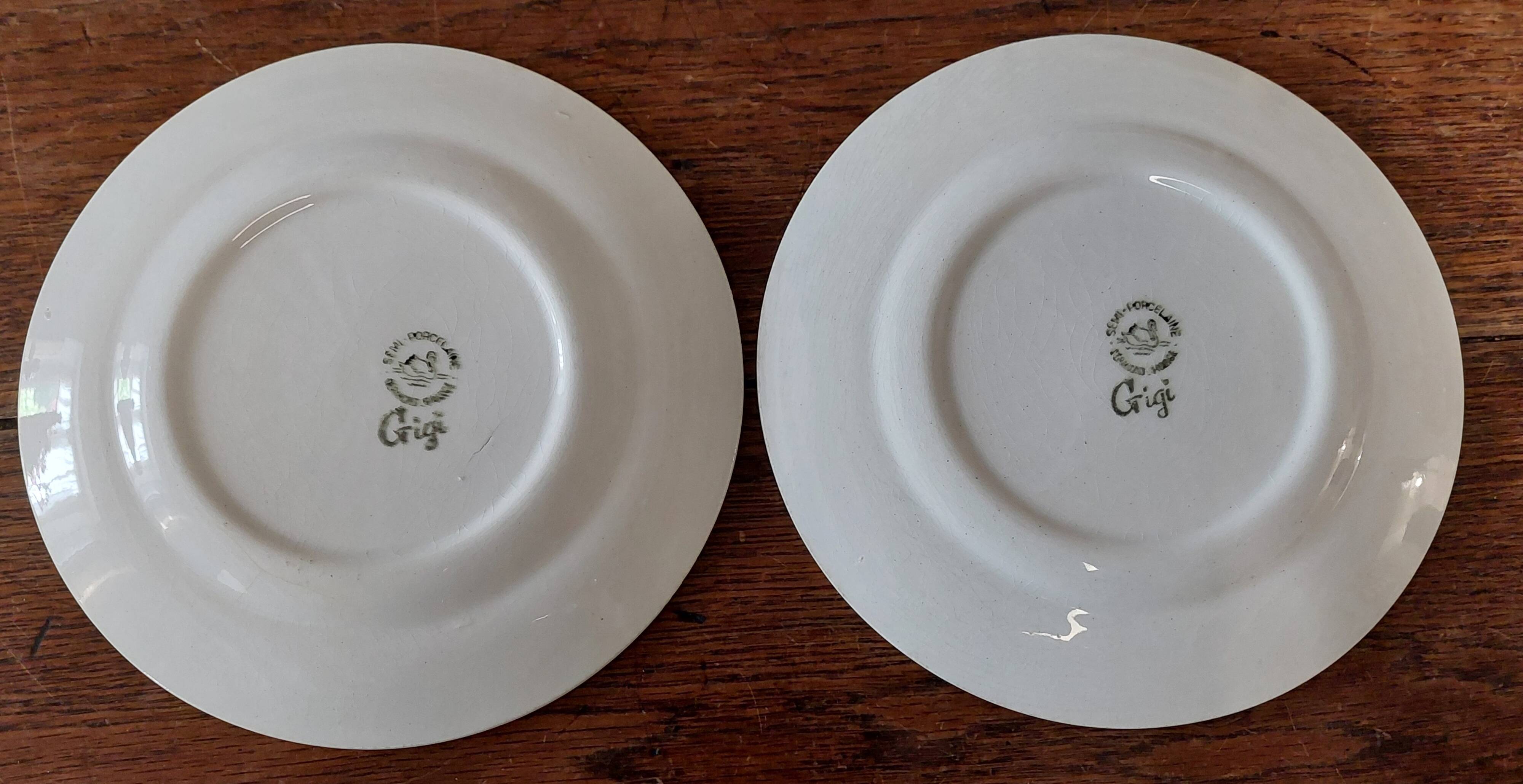 Pair of Ceranord earthenware dessert plates, Gigi model