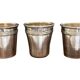 Silver-plated metal caviar service and 12 silver Minerva goblets, circa 1900