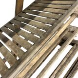 VINTAGE INDUSTRIAL WOODEN SHELF ON WHEELS