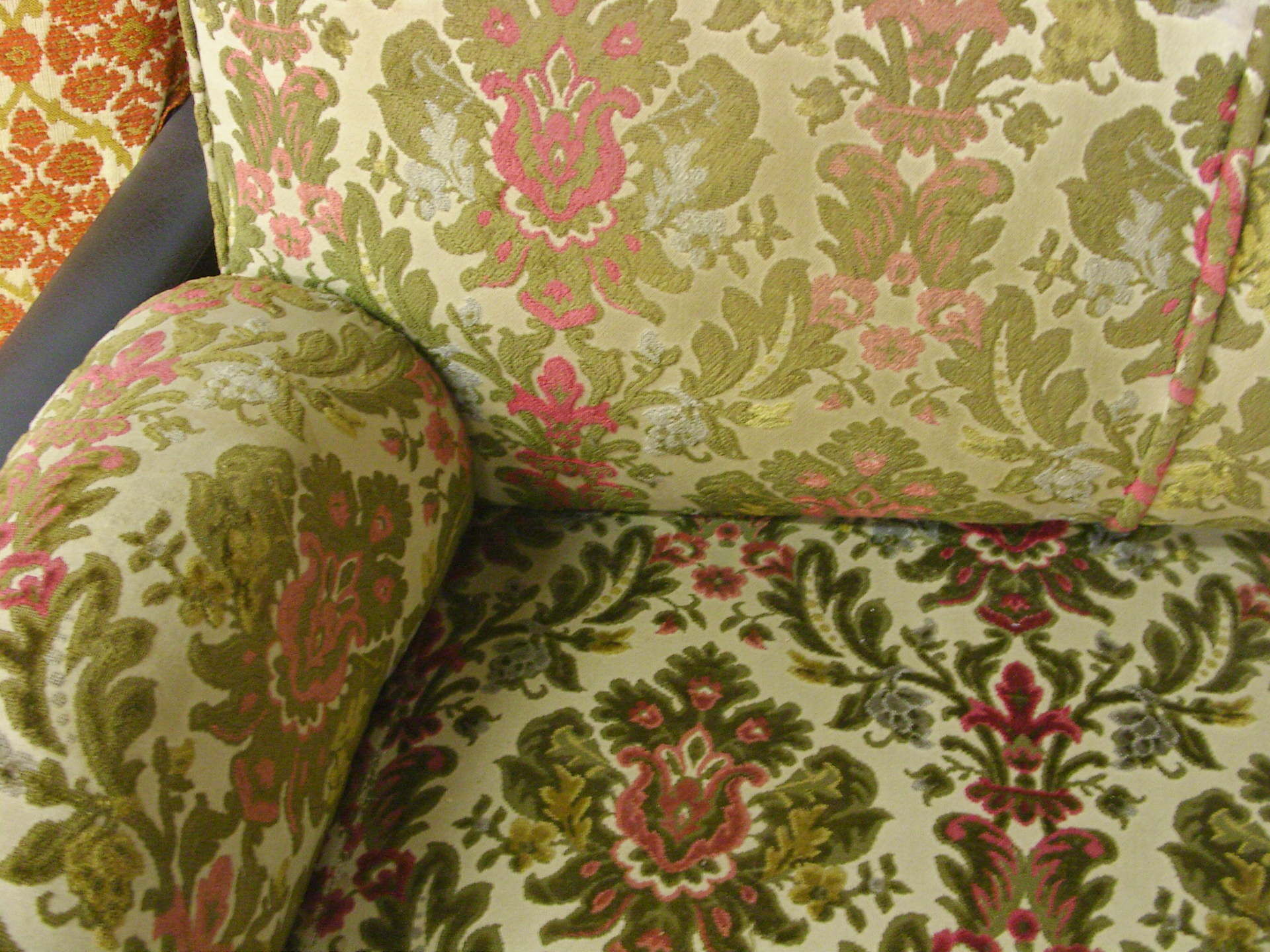 Vintage velvet flowers fringed sofa