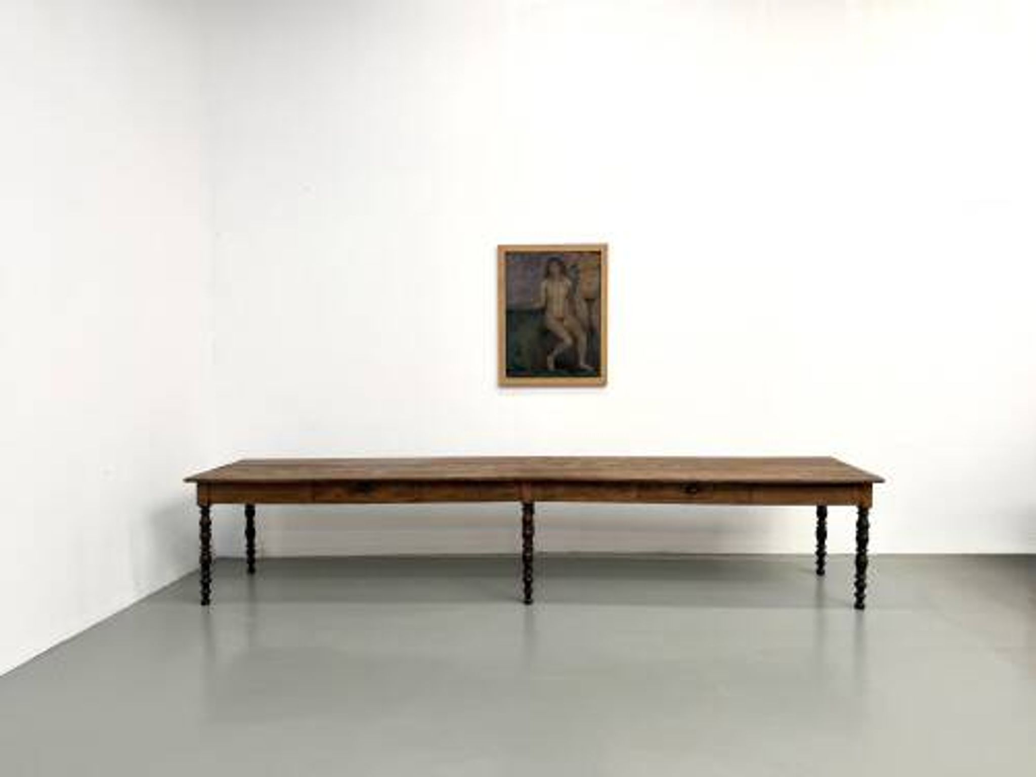 Table de ferme de 4 mètres en pin massif, vers 1900