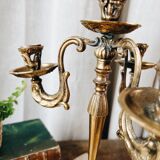 Duo of antique bronze chandeliers