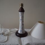 Extra bedside table lamp in earthenware and wooden base