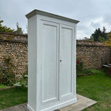 Antique Parisian wardrobe with white patina