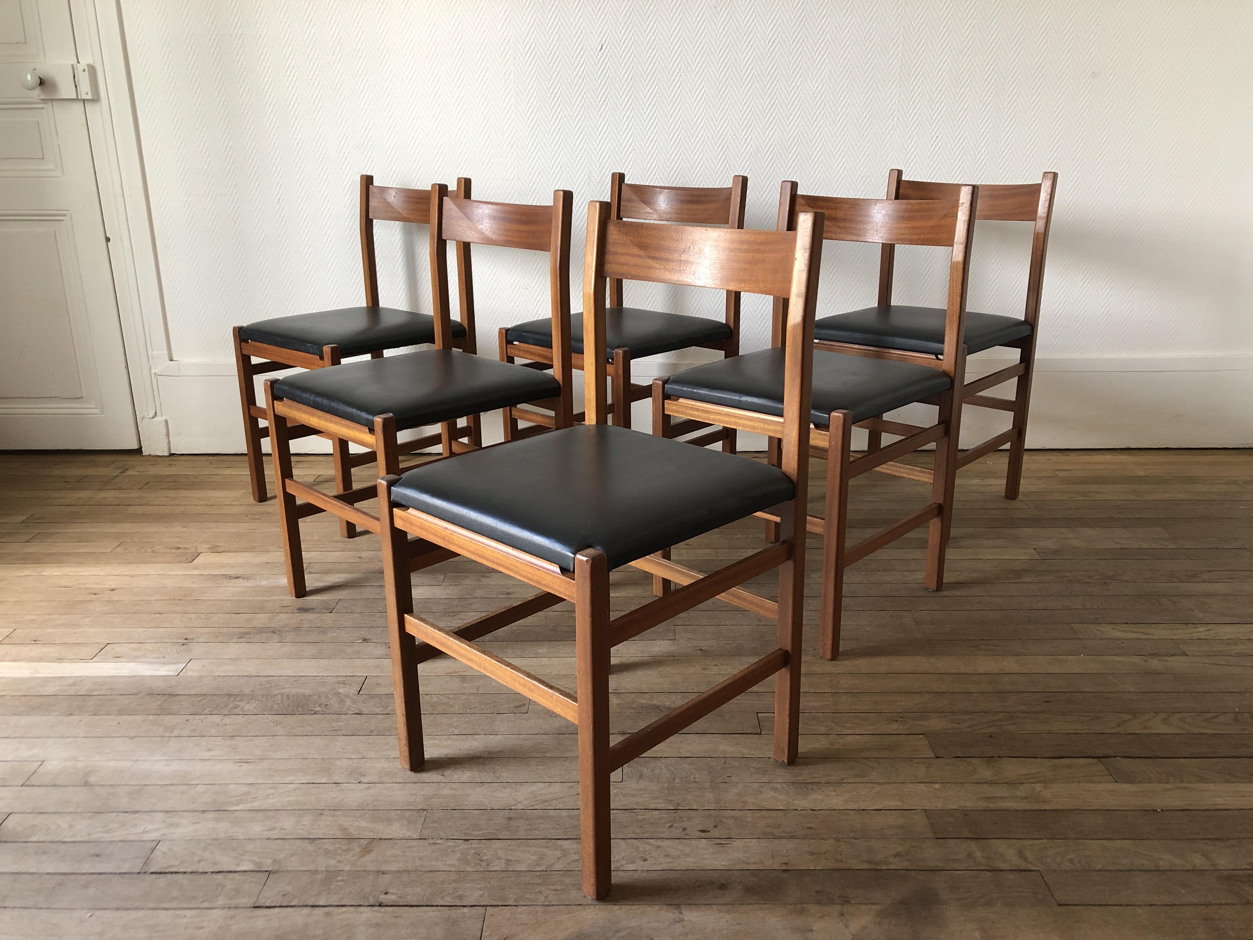 6 chaises scandinave années 60