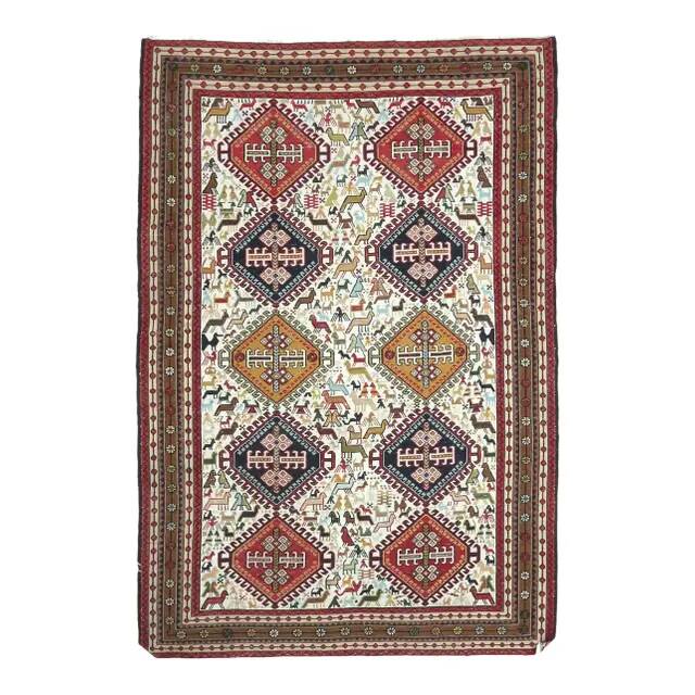 1970s Turkish Handwoven Wool Kilim Flatweave Rug 120x180