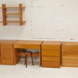 Maison Regain: modular office set. Pine. France, circa 1975