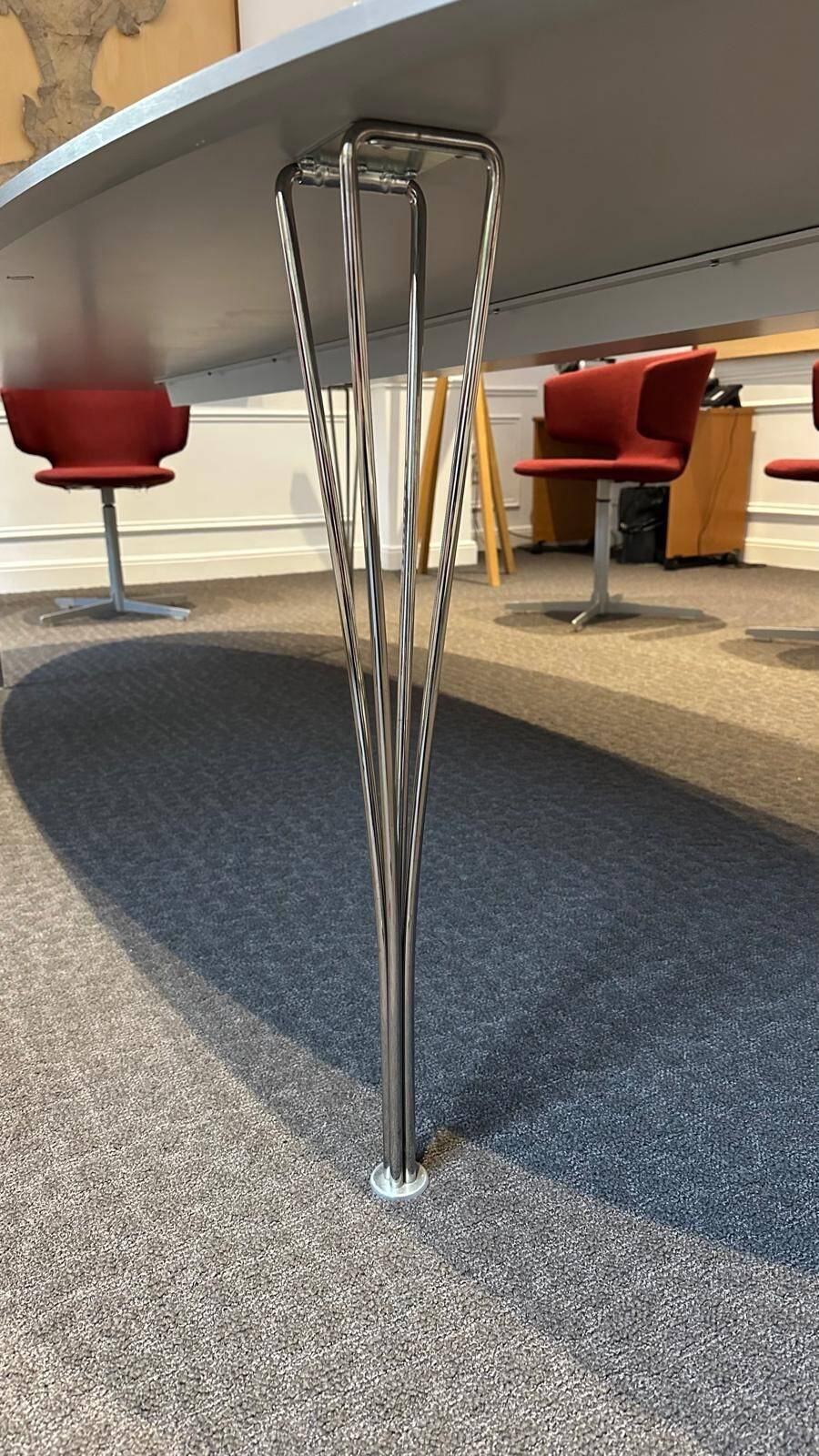 Fritz Hansen Superellipse table numbered 3m/1.30m, grey, chrome legs
