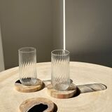 Set of 3 fossilized wooden coasters (clear)
