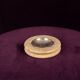 Round Italian Travertine Ashtray with Removable Metal Dish 1970