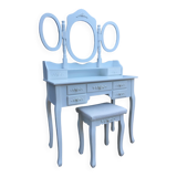 Cabinet desk dressing table white lacquered wood romantic style triptych mirror chic