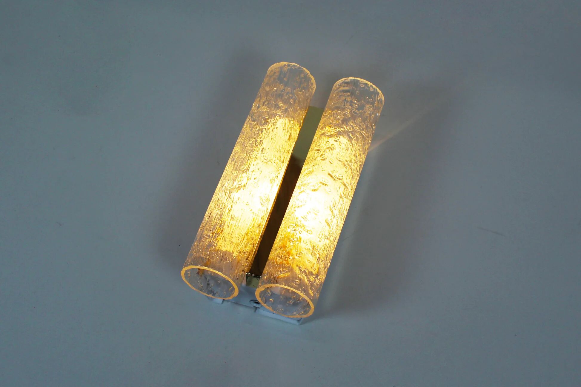 Pair of wall lamps in brass and glass by Doria Leuchten