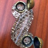 Double-encrier époque victorienne 1890’s en cristal et laiton
