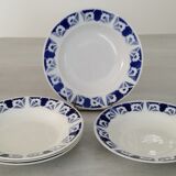 Deep plates opaque porcelain gien flanders model vintage art deco style decor