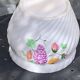 Large slip cover in white enameled ceramic, with vintage fruit decoration