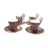 4 cups with Yamasen gold fine porcelain collection Japan 24 carat gold plated
