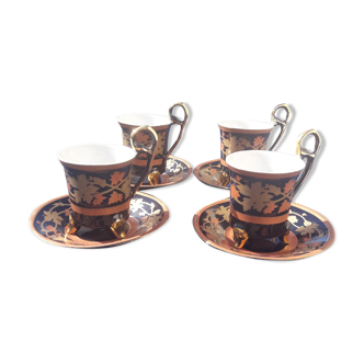 4 cups with Yamasen gold fine porcelain collection Japan 24 carat gold plated