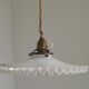 Vintage French Rise & Fall Counterbalance Ceiling Light Opaline Glass Shade