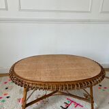 Table ovale en rotin vintage