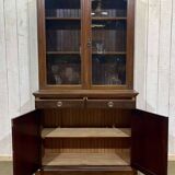 English walnut two-body library from the early 20th century.