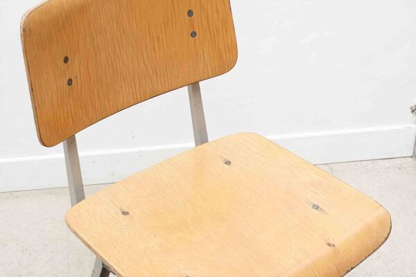 Chaise vintage Marko S101 hêtre et gris