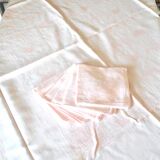 Lot 1 Nappe et 6 serviettes en métis rose poudré vintage 140 x 120