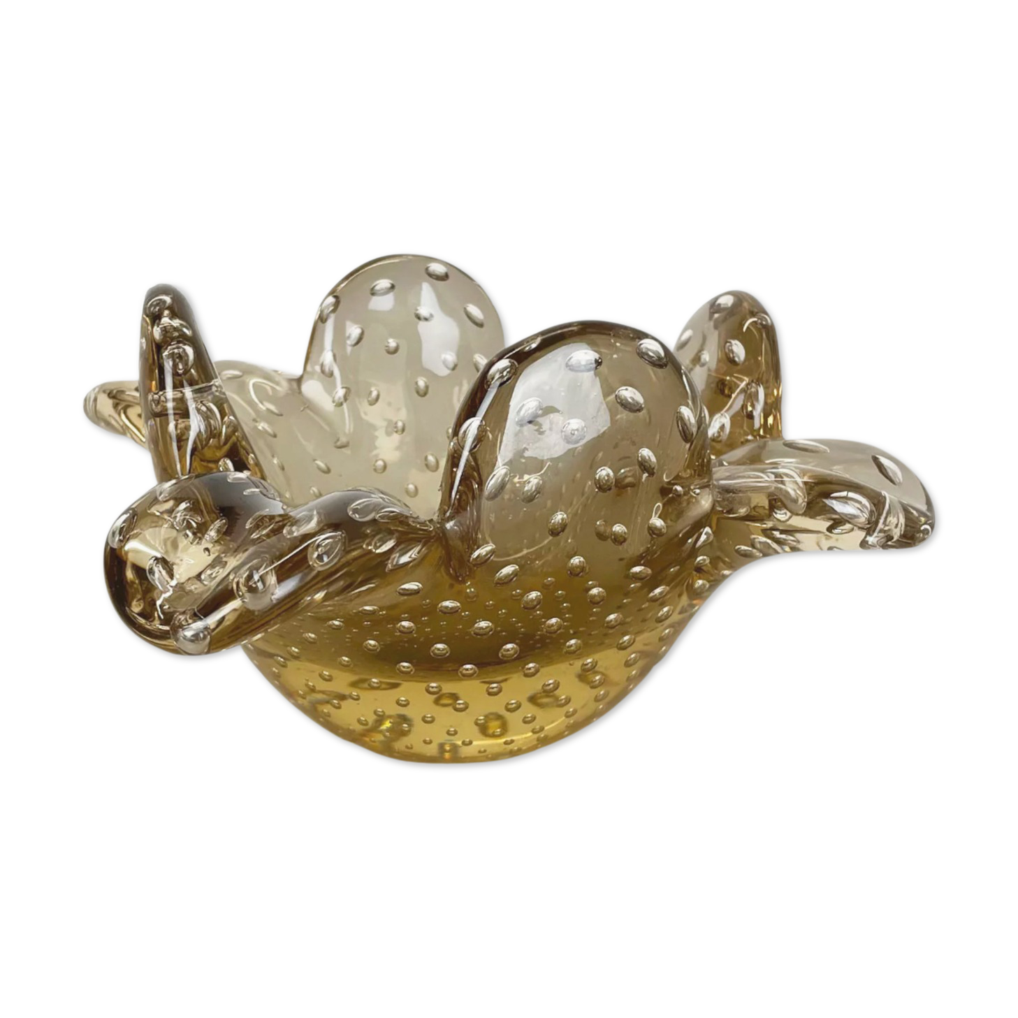 Glass bowl element shell ashtray murano bubble, italy 1970s