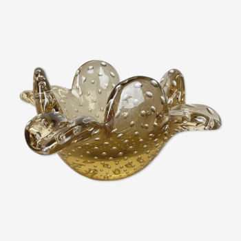 Glass bowl element shell ashtray murano bubble, italy 1970s