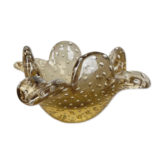 Glass bowl element shell ashtray murano bubble, italy 1970s