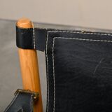 Arne Norell Sirocco Safari Lounge Chairs in Black Leather and Ash, Sweden