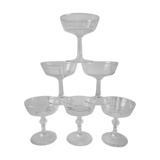 Lot de 6 coupes à champagne en cristal gravées années 60
