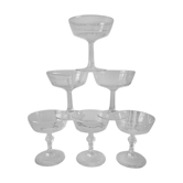 Lot de 6 coupes à champagne en cristal gravées années 60