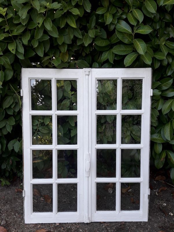Oak window H96,8xL80,5cm old small tiles