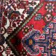 1950s handmade wool medallion rug, red and navy, 96 × 144 cm - 1C1290