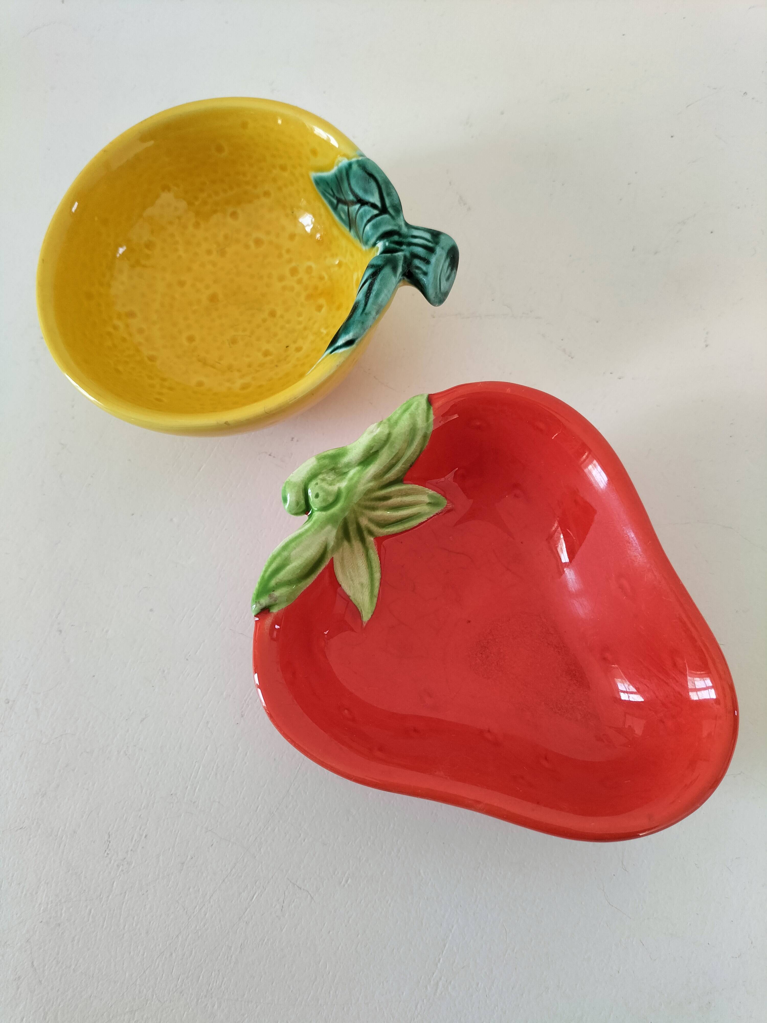 Duo de coupelles barbotine fraise & citron vintage
